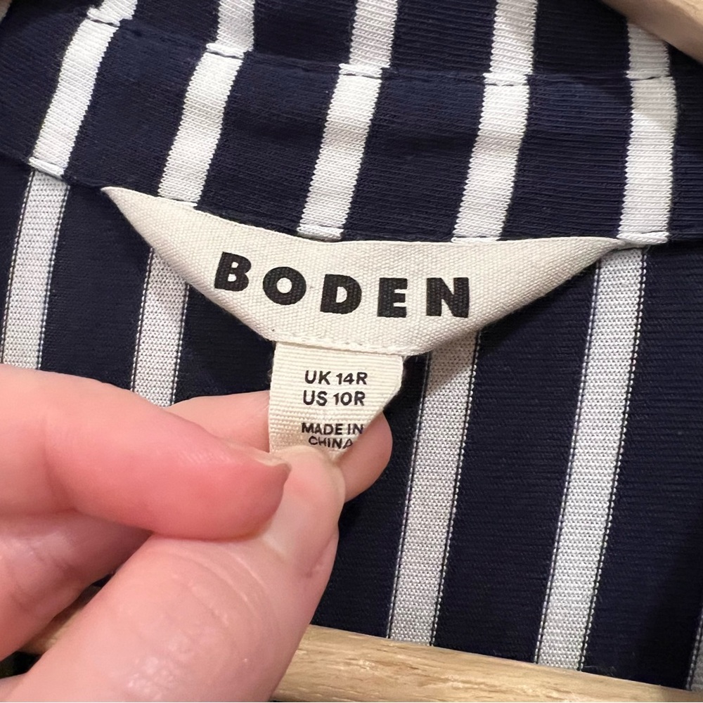 NEW Boden Marcia Dress Women 10 Long Jersey Shirtdress Striped Tie Belt Nautical - Picture 7 of 8